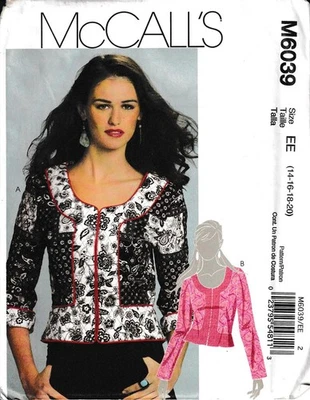 Unique Pieced Panel Jacket Fitted Cropped Top Plus Size 14-20 Sewing Pattern - Image 1 of 3