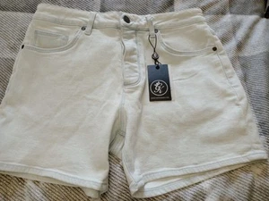 Gym King Mens Denim Shorts W32 Light Blue Stretch Button Fly Logo - Picture 1 of 9