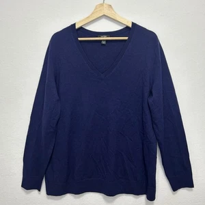 Lord & Taylor Plus Size 1X Blue Extra Fine Merino Wool Pullover Classic Capsule - Picture 1 of 6