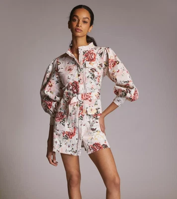 NWT Anthropologie x Mare Mare Pink Floral Mini Puff Sleeve Shirtdress Womens S - Image 1 of 4