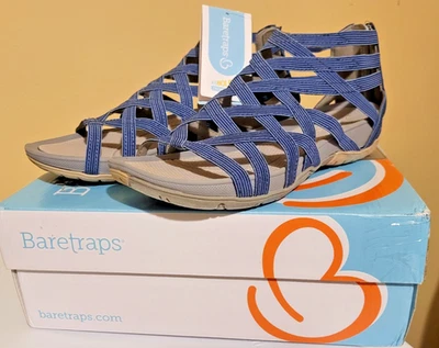 Sandals Women's Size 9 USA Baretraps SAMINA Blue/Denim Color NEW Gladiator Zip - Image 1 of 4