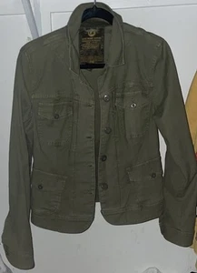 Lucky Brand Women's Olive Green Utility Jacket Medium Zipper And Buttons - Picture 1 of 4