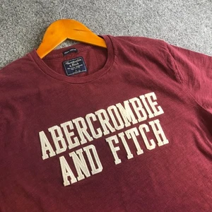Camicia vintage Abercrombie Fitch uomo grande rossa ricamata muscolo Y2K anni 90 - Foto 1 di 7