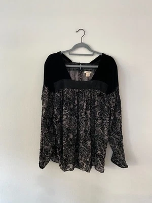 Sundance черный бархат выгорания пейсли богемное Western верхний большой шелк хлопок - Изображение 1 из 4