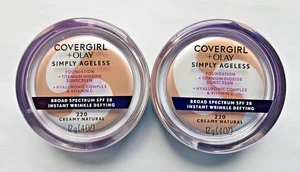 2 PACK COVERGIRL & Olay Simply Ageless Foundation 220 CREAMY NATURAL Sealed 2027 - Picture 1 of 4