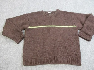 VTG J.Crew Sweater Mens Large Brown Wool Oarsman Crewneck Pullover Chunky Knit - Picture 1 of 13