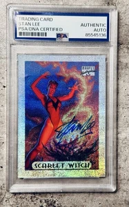 STAN LEE HAND SIGNED SCARLET WITCH SILVER HOLOFOIL CARD PSA/DNA AUTHENTICATED - Picture 1 of 7
