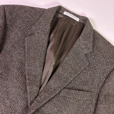 Vintage 70s Hickey Freeman Luxury Sport Coat Wool Cashmere Brown Tweed Men' 42R - Image 1 of 4