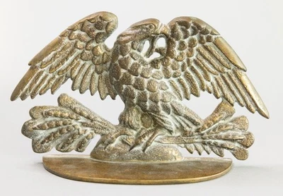 Antiguo tope de puerta federal americano de latón de principios del siglo XX Eagle Foto 1 de 4