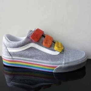 Vans Women Old Skool V Four Shop Glitter Sneaker in Absolutely Amazing Creative - Picture 1 of 14
