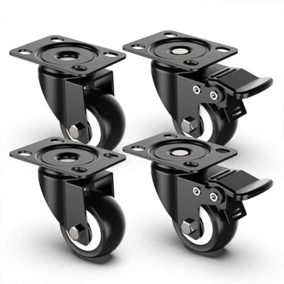 4 RUOTE PER CARRELLI 2 CON FRENO e 2 SENZA 40 mm Portata 180 KG [748-750] - Immagine 1 di 4