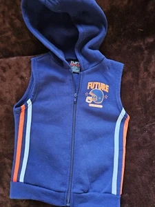 Boys Tuff Guys Navy Blue/Orange Sleeveless Hooded Fleece Lined top Size 4T - Picture 1 of 3