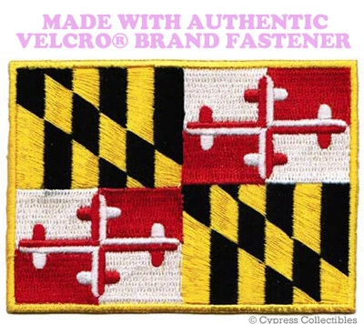 VELCRO INC. MARYLAND STATE FLAG PATCH EMBROIDERED SYMBOL APPLIQUE w/ VELCRO® Brand Fastener