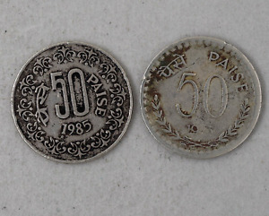 India 50 Paise 1973 & 1985 Lot of 2 Coins