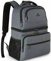 DAUSROOB Insulated Cooler Backpack Leakproof Double Deck Cooler Bag Lightweight Soft Lunch Backpack