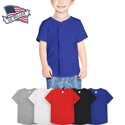 Kids Youth BASEBALL JERSEY Plain T Shirt Team Uniform Sports Raglan Tee Casual - Image 1 of 2