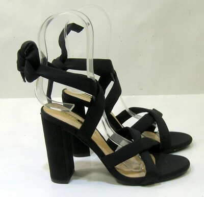 Black 4"Block Heel Open Toe BACK straps Shoes  Women Size 7 - Image 1 of 4