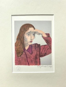 Raphael Soyer WOMAN SHADING HER EYES Signed Lithograph in Archival Mat 12" x 9" - Picture 1 of 4