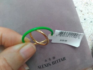 ALEXIS BITTAR Gold and Green Enamel Orbit Ring (Sz 7) NWT - Picture 1 of 6