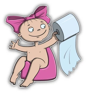 Calcomanía adhesiva para parachoques de coche de dibujos animados rollo de inodoro bebé niña - "TALLAS" - Imagen 1 de 1