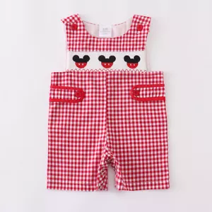 NUOVA tuta Gingham Topolino Boutique Topolino Bambini Smocked Smocked - Foto 1 di 4