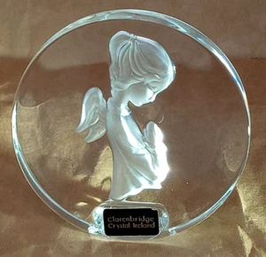 Clarenbridge Crystal Ireland angelo di preghiera vetro trasparente e smerigliato decorativo euc - Foto 1 di 13