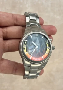 SUPER RARE y2k FOSSIL Big Tic JR-8115 Animated Red Flame, Box Tags + New Battery - Picture 1 of 13