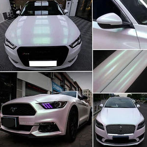 Glossy Matte Magic Satin Dawn White Pearl Flash Chrome Car Vinyl Wrap Sticker AB - Picture 1 of 24