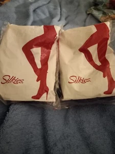 2 Pair Brand New Silkies Control Top Pantyhose Small Black - Picture 1 of 2
