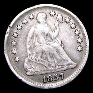 1857 Seated Liberty Half Dime Silver ---- Nice details dent Coin ---- #193T - Picture 1 of 2
