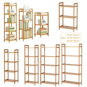 3/4/5Tier Bamboo Bookshelf Book Rack Storage Shelves Tall Bookcase Shelving Unit - Picture 1 of 25