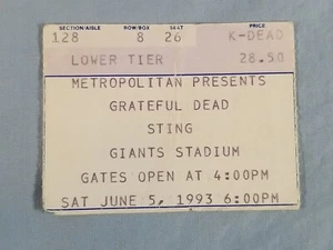 June 6-5-93 1993 GRATEFUL DEAD Ticket Stub Giants Stadium *Easy Answers Debut - Picture 1 of 2