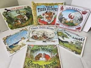 Lot Jan Brett Books Comet's 9 Lives Hedgie's Surprise Tiger Slippers 3 Snow Bear - Picture 1 of 7