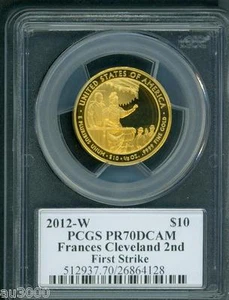 2012-W $10 GOLD SPOUSE FRANCES CLEVELAND Term 2 PCGS PF70 PR70 MERCANTI FS - Picture 1 of 2