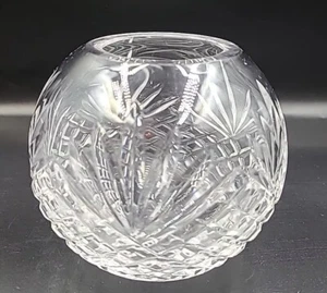 ESSEX Crystal 4" Crystal Rose Bowl Fan and Criss Cross Cuts Clear Industries - Picture 1 of 7