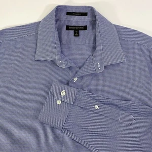 Banana Republic Hemd Herren L Tall blau Micro Check kariert Standard Fit bügelfrei - Bild 1 von 18