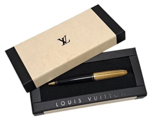 Louis Vuitton Dock lacquer Black/Gold Twisted Ballpoint Pen wz/Box&Manual Rare - Picture 1 of 6