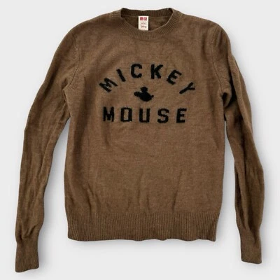 Uniqlo Disney Японии свитер женщин большой коричневый шерсти нейлона трикотажа Микки ретро Y2K - Изображение 1 из 4
