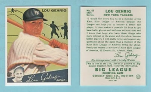 1934 Goudey Baseball Reprint # 61 Lou Gehrig -- New York Yankees -Box 741 - Picture 1 of 1