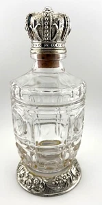 Vintage Crystal Decanter With Silver Plate Crown Lid & Base Made In Japan - Picture 1 of 7
