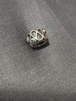 PANDORA Infinity silver & 14k charm with Blue Topaz stones 790366 Authentic Ale - Image 1 of 4