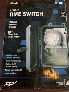 INTERRUPTOR DE TIEMPO EXTERIOR 120v/40amperios polo único-tiro único madera 59101R - Imagen 1 de 4