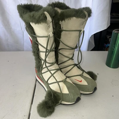 Nike Mujeres 311959-161 Media Pantorrilla Vintage Pull On Nieve Invierno Botas Talla 6.5 Usadas 1x Foto 1 de 4