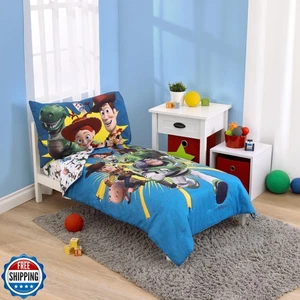 NoJo Disney Toy Story Taking Action Blue, Green and Yellow 4 Piece Toddler Be - Picture 1 of 5