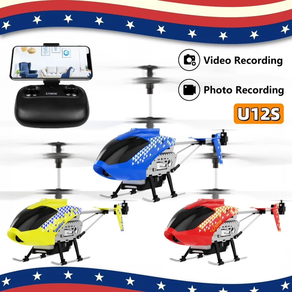Mini U12S RC Helicopter Remote Control Helicopter w/ HD Camera for Adults Kids - Image 1 of 4