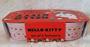 Hello Kitty Ramekins Rosa Navidad Vacaciones Cerámica Juego de 2 Platos para Servir - Imagen 1 de 3