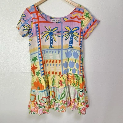 Jams World Hattie Dress Womens L Multicolor Floral Drop Waist Boho Art Print - Image 1 of 4