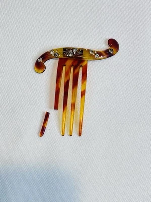 Pinzas de pelo vintage pinza caparazón de tortuga baquelita mediados de siglo Foto 1 de 4