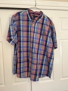 Neu US POLO ASSN kurzärmliges Herrenhemd Größe 3X kariert Baumwollmischung Knopfleiste - Bild 1 von 3