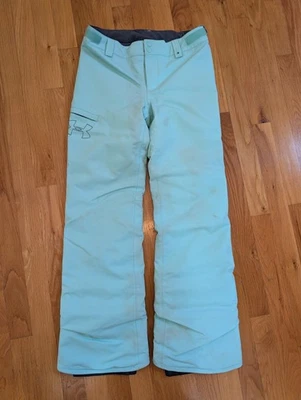 Under Armour Storm 3 Light Green Adjustable Ski Pants ColdGear Primaloft Girls  - Image 1 of 4